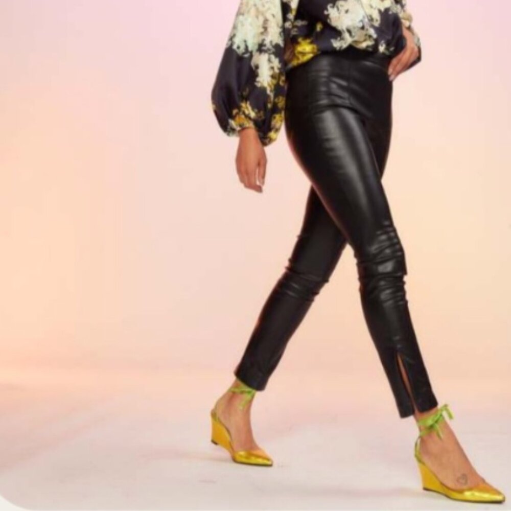 CYNTHIA ROWLEY VEGAN LEATHER CIGARETTE PANT Size 10